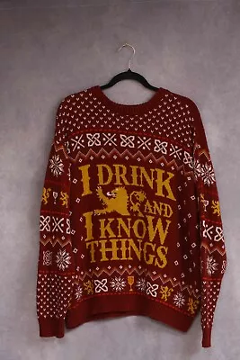 Games Of Thrones Ugly Christmas Sweater Men's  XXL  I Drink & I Know Things  • $11.48