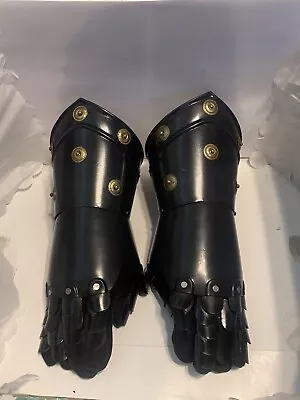 Medieval Armor Gauntlet Steel Gloves Pair Black Costume Warrior Metal  Gauntlet • $40