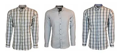 Mens Reduced To Clear Stand-up Grandad Collar Shirts - Stripe Check And Textured • £10.99