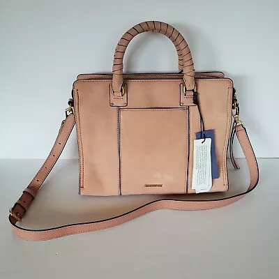 Rebecca Minkoff Bree Medium Top Zip Satchel Handbag Dusty Rose Suede Leather  • $149.99