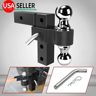 $75.99 • Buy 2'' Receiver 6'' Drop Adjustable Trailer Hitch Towing W/ 2  & 2-5/16  Dual Ball