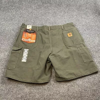 Vintage Carhartt Washed Duck Carpenter Work Shorts Men's 44 Olive Green NWT • $29.88