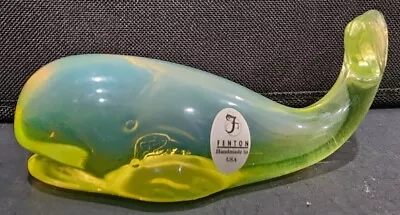 Vintage Fenton Topaz Opalescent Whale Uranium Vaseline Glass  GLOWS! • $102