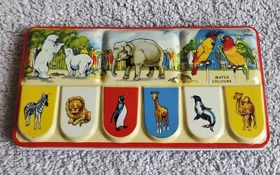 Vintage Childs Tin Litho Toy Circus Zoo Paint Box Watercolor Page London England • $29.99