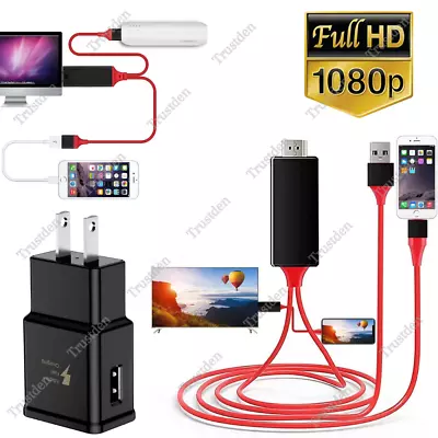 For IPhone 6 7 8 X 12 13 14 1080P HDMI Mirroring Cable Phone To TV HDTV Adapter • $13.60