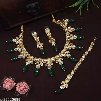 Bollywood Indian Gold Plated Green Kundan Choker Necklace Fashion Jewelry Set • $15.97