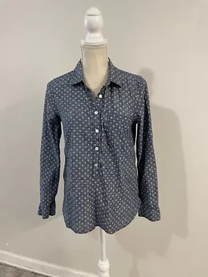 J. Crew Blue Polka Dot Button-up Shirt 100% Cotton - Size 6 - Women's • $17