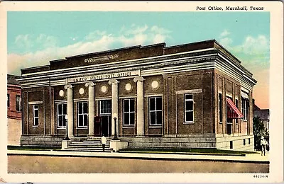 Postcard Marshall TX U.S. Post Office Building Mail Man Linen • $5.84