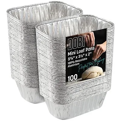 100 Pack Mini Loaf Baking Pans Disposable Aluminum Foil 1lb Small Bread Tins New • $25.88