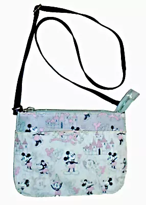 Disney Parks Mickey Minnie Mouse Castle Crossbody Purse Gray Pink 10  X 8  • $18