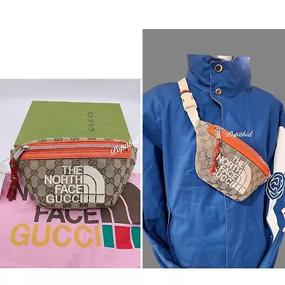 NWT Authentic Gucci X The North Face GG Supreme Canvas Belt Bag Size 95 Unisex • $1541.58