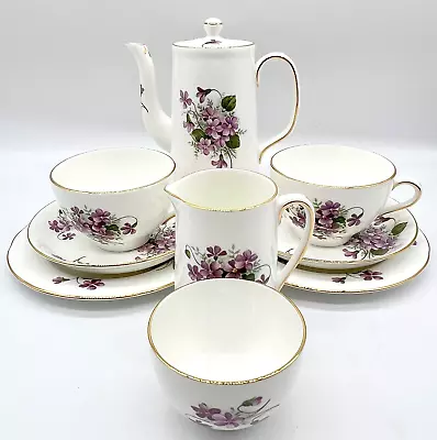 Beautiful Oakley England 10pc Coffee Service For 2 Violets Great Condition • £96.50