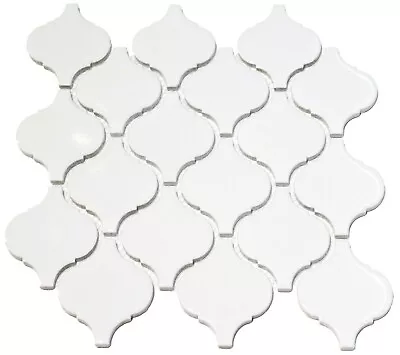 Arabasco White Gloss Ceramic Mosaic Tiles Sheet For Walls Floors Bathrooms • £58.50