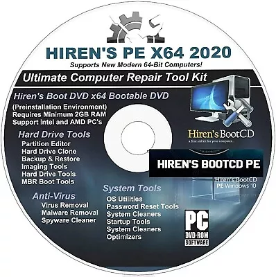 Hiren's Boot CD - Password Reset - Data Recovery - Virus Removal - Diagnostics • $13.95