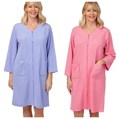 £19.99 • Buy Ladies Lightweight Waffle Robe Front Zip Fastening Dressing Gown Housecoat
