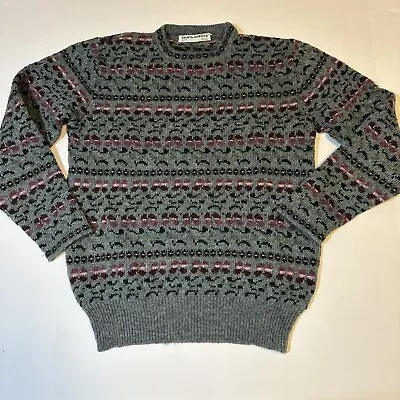 Vtg 90s Laura Ashley Fair Isle Sweater 100% Wool Made In Scotland Crewneck Sz L • $42