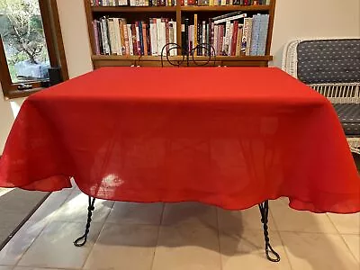 Vintage Vera Neumann Holiday Red Oval Tablecloth + 6 Napkins (82”x56”) Perfect! • $36
