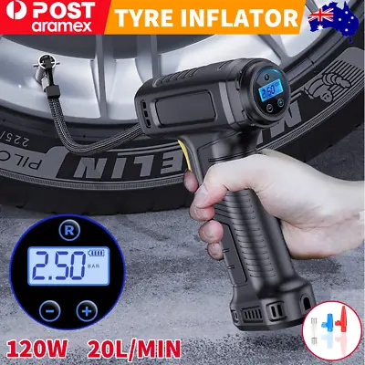 12V 120W Automatic Car Tyre Inflator Handheld LCD Digital Air Compressor Pump • $29.39