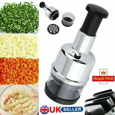 UK Manual Hand Press Onion Garlic Vegetable Food Chopper Cutter Processor Dicer • £6.78