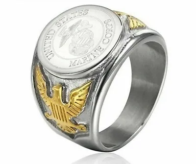 US Army Ring Stainless Steel Silver United States Marine Corps Military Men Sign • $9.99