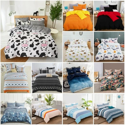 $9.99 • Buy Cow Solid Floral Soft Quilt Doona Duvet Cover Set Single Double Queen King Bed