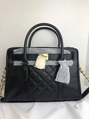 NWT Michael Kors Hamilton Quilt Leather EW Satchel Tote Black • $179.99