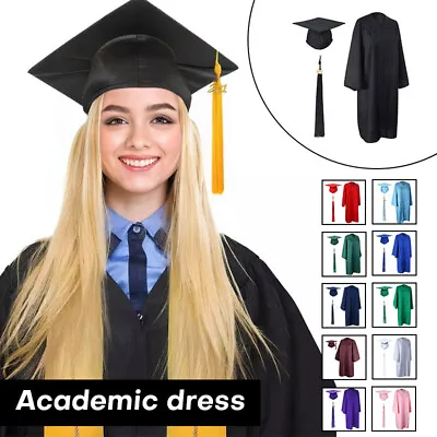 Graduation Gown Cap With Tassel Unisex Academic Gown High School And Bachelor • £27.59