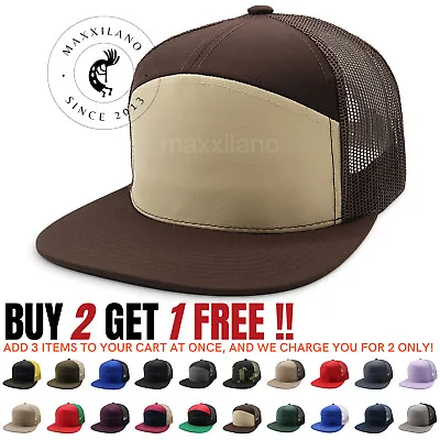 Snapback Hat Cotton Mesh Solid Flat Bill Casual Style Baseball Cap Trucker Visor • $12.85