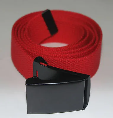 New Flip Top Adjustable 72  Inch Red Military Web Canvas Black Belt Buckle • $9.99