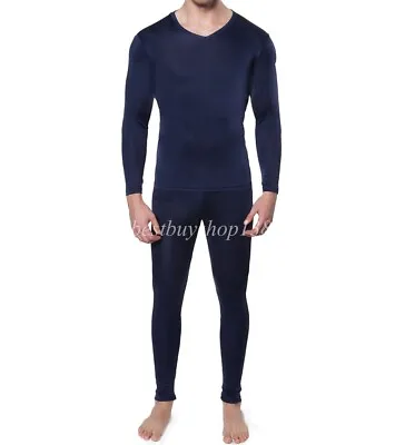 $32.90 • Buy  Mens Long Johns V-Neck Silk Long Underwear Mulberry Silk Thermal Underwear Set