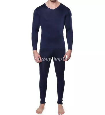 $32.90 • Buy  Mens Long Johns V-Neck Silk Long Underwear Mulberry Silk Thermal Underwear Set