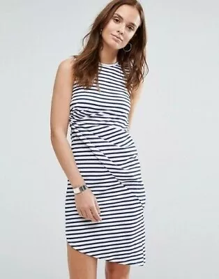 Wal G Stripe Dress Navy/Cream Size UK S Rrp £32 DH9 TT 10 • £16.19