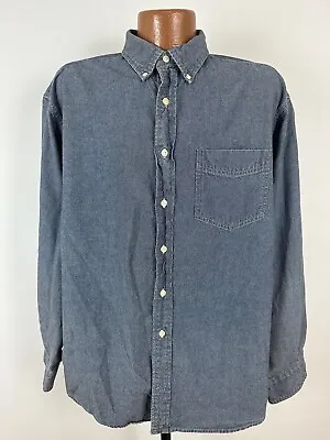 $16.14 • Buy Vintage Y2K Gap Chambray Shirt Mens L Blue Long Sleeve Button Down Heavy Preppy