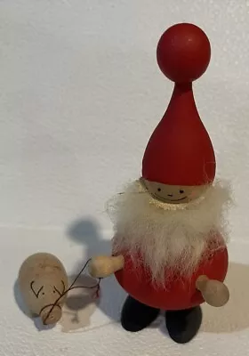 Vintage Wooden Swedish Santa Claus Figurine Walking Pig Sweden Christmas  5.5  • $19.99