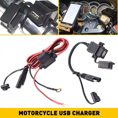 Motorcycle Handlebar Dual USB Phone Charger Cigarette Lighter Socket Waterproof • $13.29