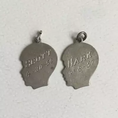 Vintage 925 Sterling SIlver Lestage Child Boy Faces Silhouettes Charms Set Of 2 • $19.99