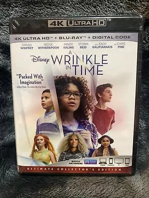 Disney A Wrinkle In Time (4K Ultra HD + Blu-Ray + Digital 2018) New Sealed • $12.34