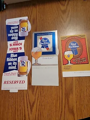 (VTG) 1960s 80s Pabst Beer 3 Table Tent Cardboard Signs Game Room Man Cave PBR • $24.99