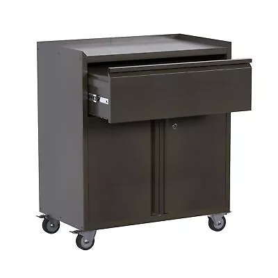 AOBABO Steel Lockable Wheeled Tool Storage Cabinet With Drawer & Shelves Black • $153.99