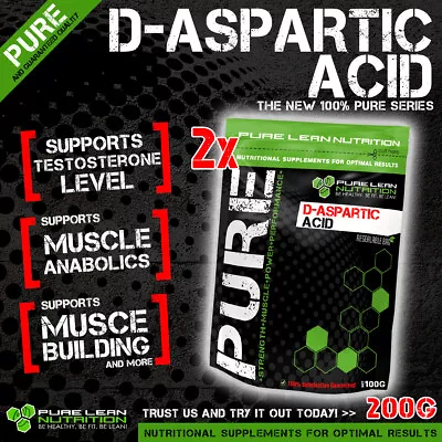 200g D-aspartic Acid Daa Pure Lean Nutrition Natural Testosterone Booster Pct • $34.95