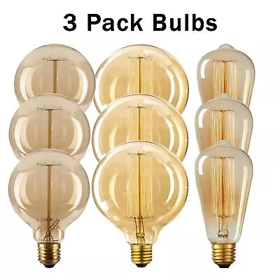 Vintage Retro Filament 3-Pack Edison Bulb Dimmable E27 Decorative 40/60W • £8.96