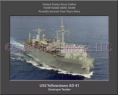 USS Yellowstone AD 41 Personalized Canvas Ship Photo Print Navy Veteran Gift • $39.95