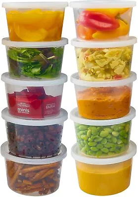 $9.99 • Buy 16 Oz Round Deli Food/Soup Storage Containers W/ Lids Microwavable Clear Plastic