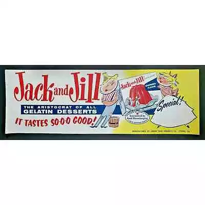 Vintage Jack & Jill Gelatin Jello Advertising Store Window Sign 30x10 R • $9.99