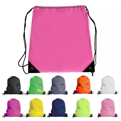 Drawstring Backpack Waterproof Gym Sacks Unisex Swimming Shoulder Bag For School • $8.48