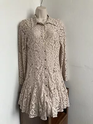 £15 • Buy Zara Nude Lace Fit & Flare Short Dress Size S