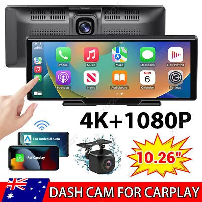 4.0K 10.26'' Touch Dash Camera Cam Dual Car Recorder For CarPlay Android Auto OZ • $137