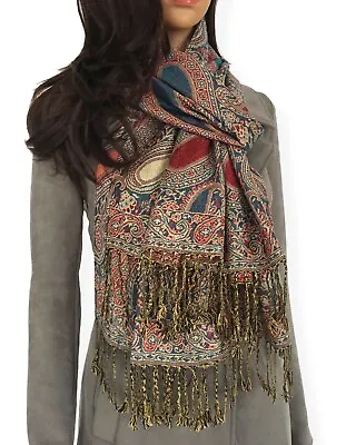 Ladies Blanket Scarf Pashmina Shawl Wrap Oversized Winter Large Vintage Paisley • £13.24