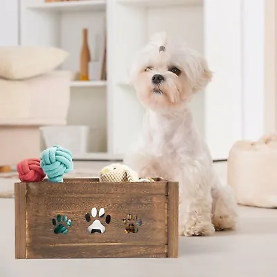 £10.99 • Buy Paw Shaped Dog Toys Chest Storage Collection Box Wooden Crates Gift Hampers