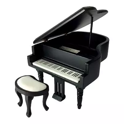 Dollhouse Grand Piano & Bench Miniature 1:12 Scale Music Room Furniture Black • $18.99